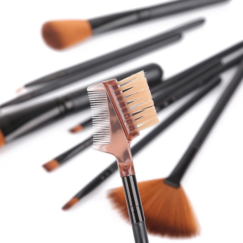 12 piece makeup brush set by Bella Bliss Cosmetics featuring various brush types for a flawless application