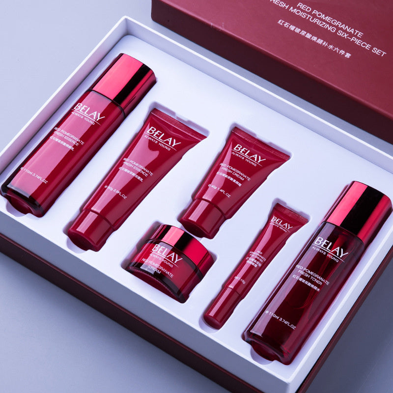 Bella Bliss Cosmetics Facial Care Cosmetics Set in Red Pomegranate for Hydration and Refreshing Skin