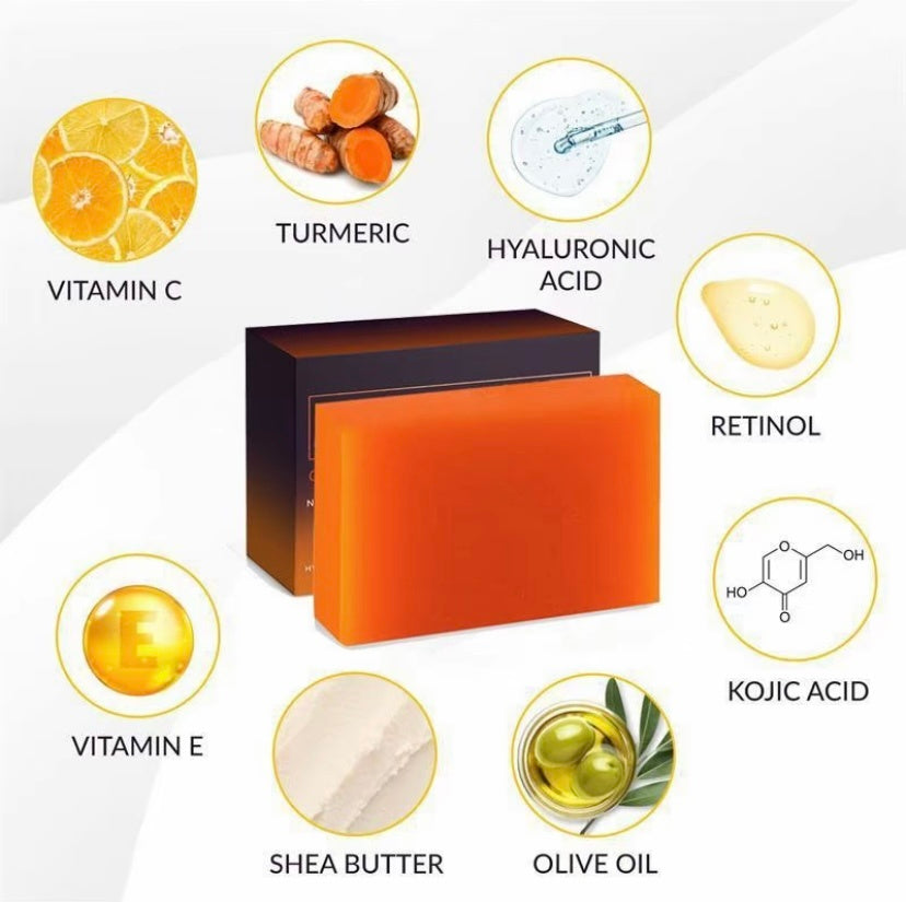 Bella Bliss Cosmetics organic turmeric soap bar for face enriched with vitamin C and hyaluronic acid