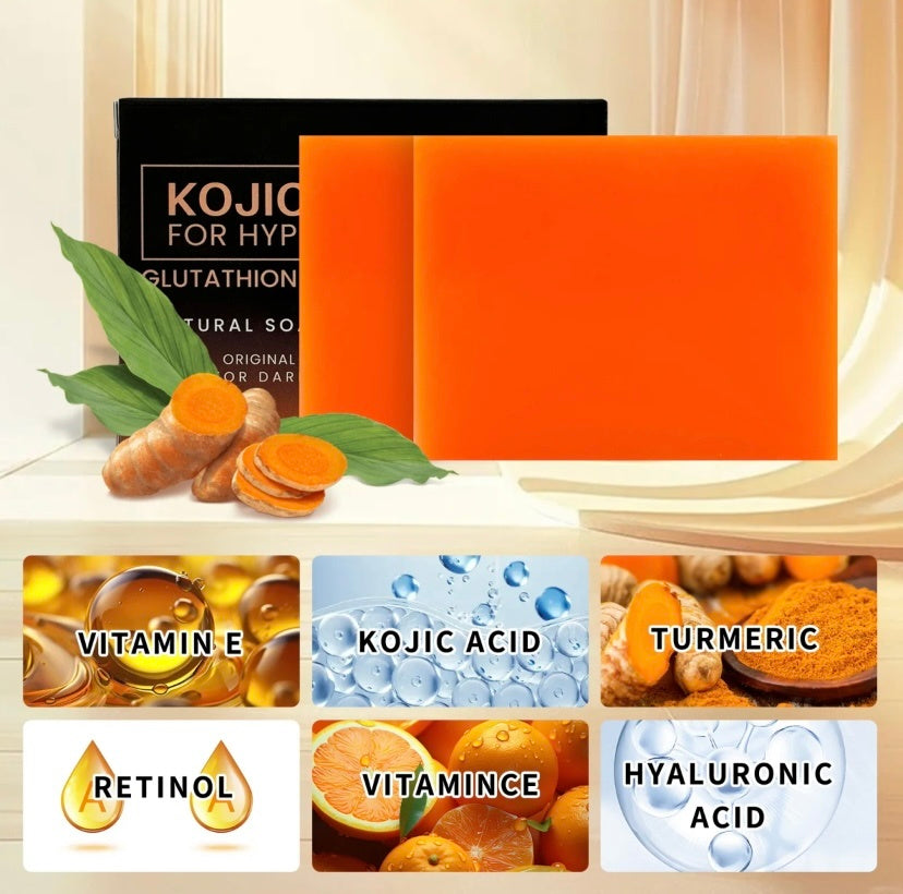 Organic turmeric soap bar for face with vitamin E, retinol, and hyaluronic acid for skincare