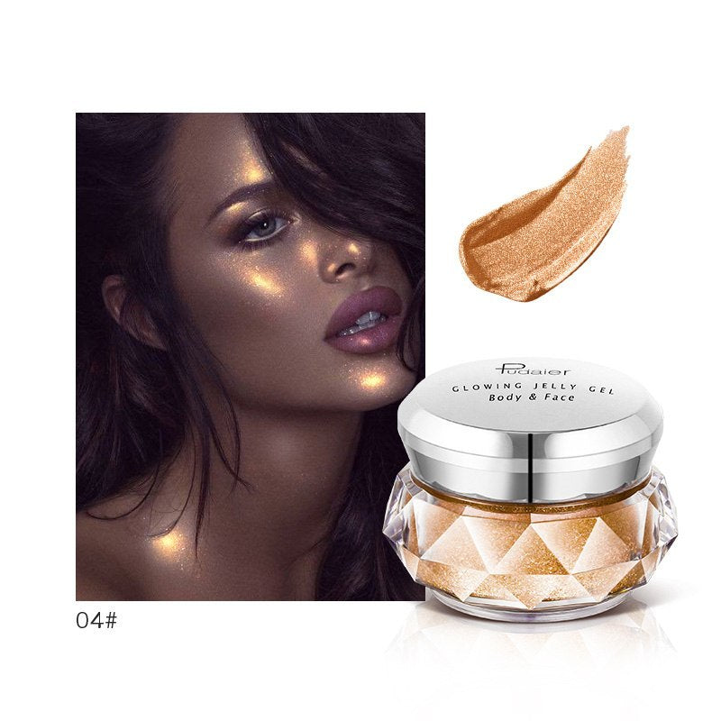 Bella Bliss Cosmetics Mermaid Face Highlighter Gel in a sparkling jar for radiant body and face glow