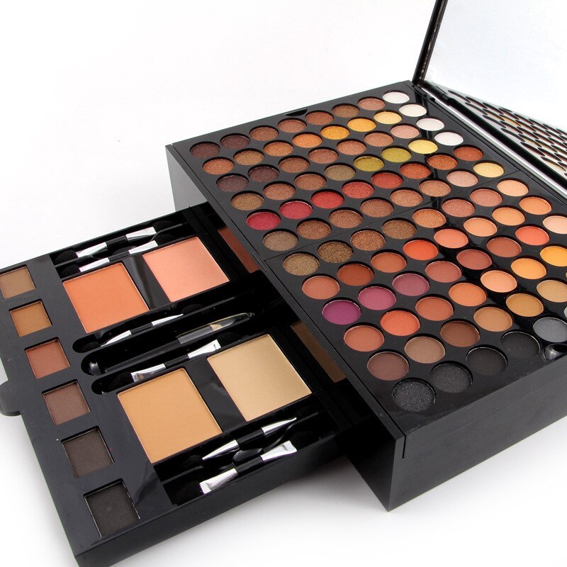 Bella Bliss Cosmetics 180 color eyeshadow palette featuring vibrant shades and blending tools for endless looks