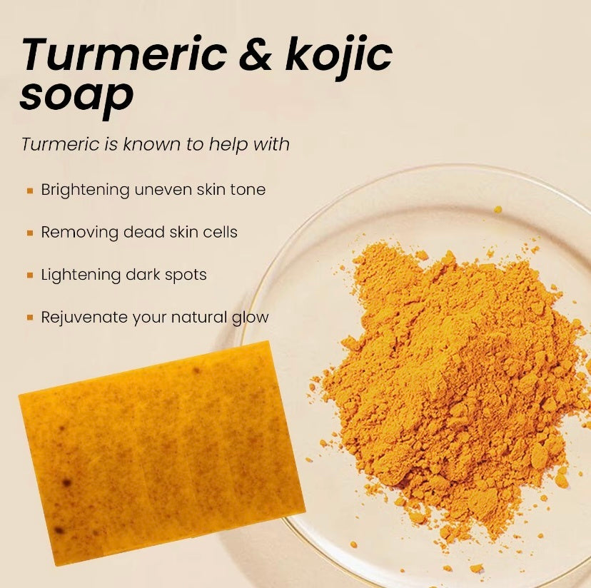 Original Japanese kojic acid soap for dark spots with turmeric to enhance skin brightness and complexion
